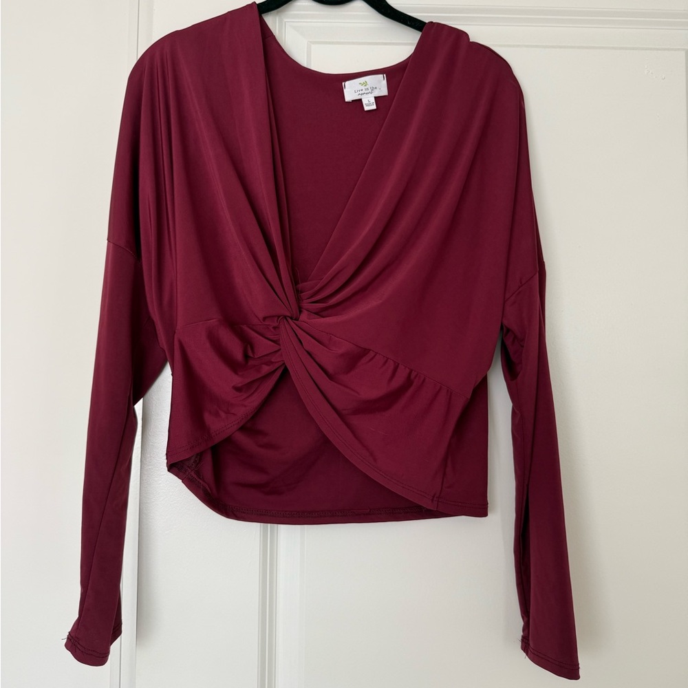 Elegant Maroon Twist Front Crop Top